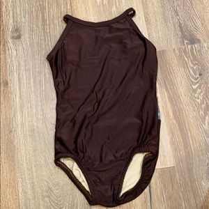 Brown tank leotard, beautiful sheer back design.